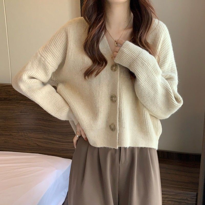 áo len nữ form rộng tăm cộc tay trễ vai mỏng cổ lọ áo khoác carigan thom browne local brand ngắn tay dày hàn quốc bigsize gucci Áo cardigan trơn basic 4 màu len dệt kim dày dặn cực xinh