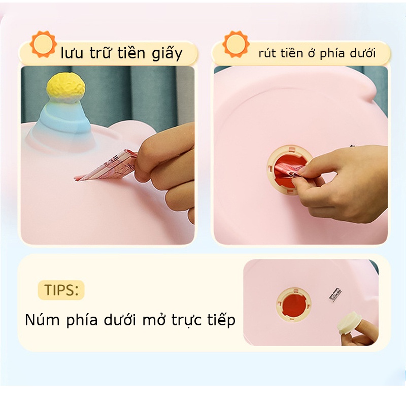 Ống Heo Tiết Kiệm Bằng Vinyl Chống Sốc Dễ Thương Làm Quà Tặng Sinh Nhật Cho Bé Đồ trang trí để bàn hình chú heo hồng đáng yêu