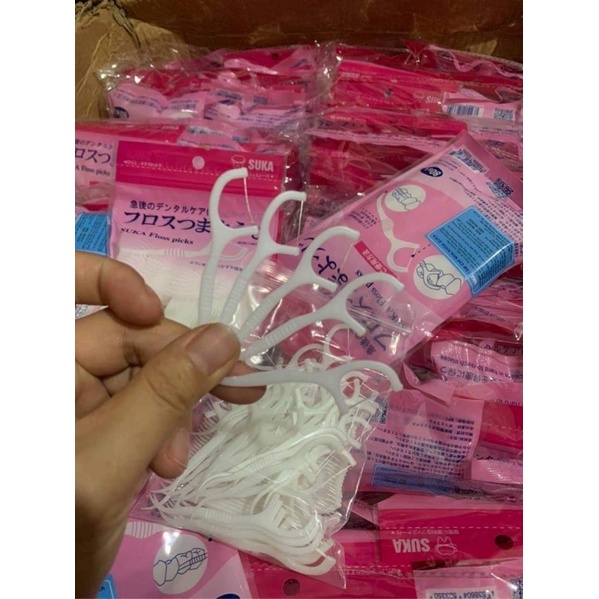 tăm chỉ nha khoa suka nhật bản/gói 80 cái/ sợi tăm chỉ mảnh-siêu dai