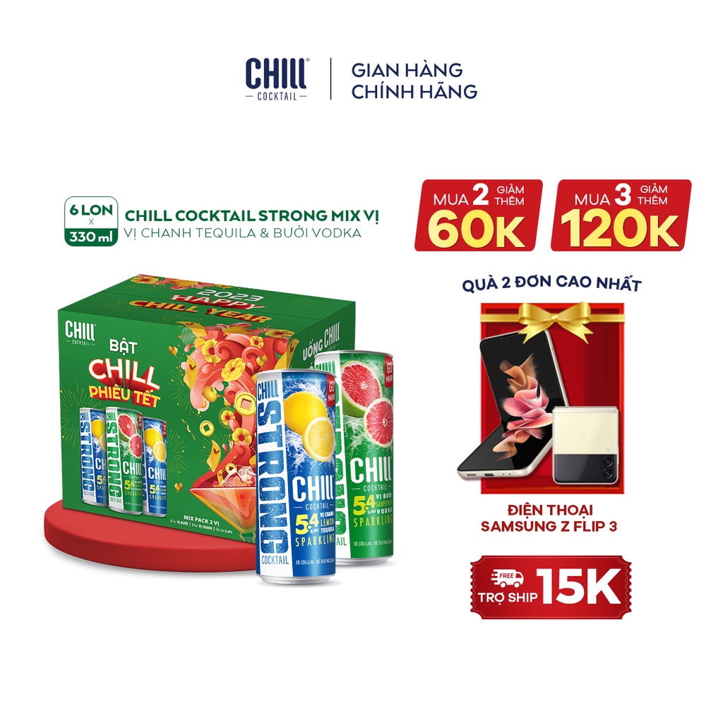 BAO BÌ TẾT 2023 Thùng 6 lon Chill Cocktail Strong 330ml lon