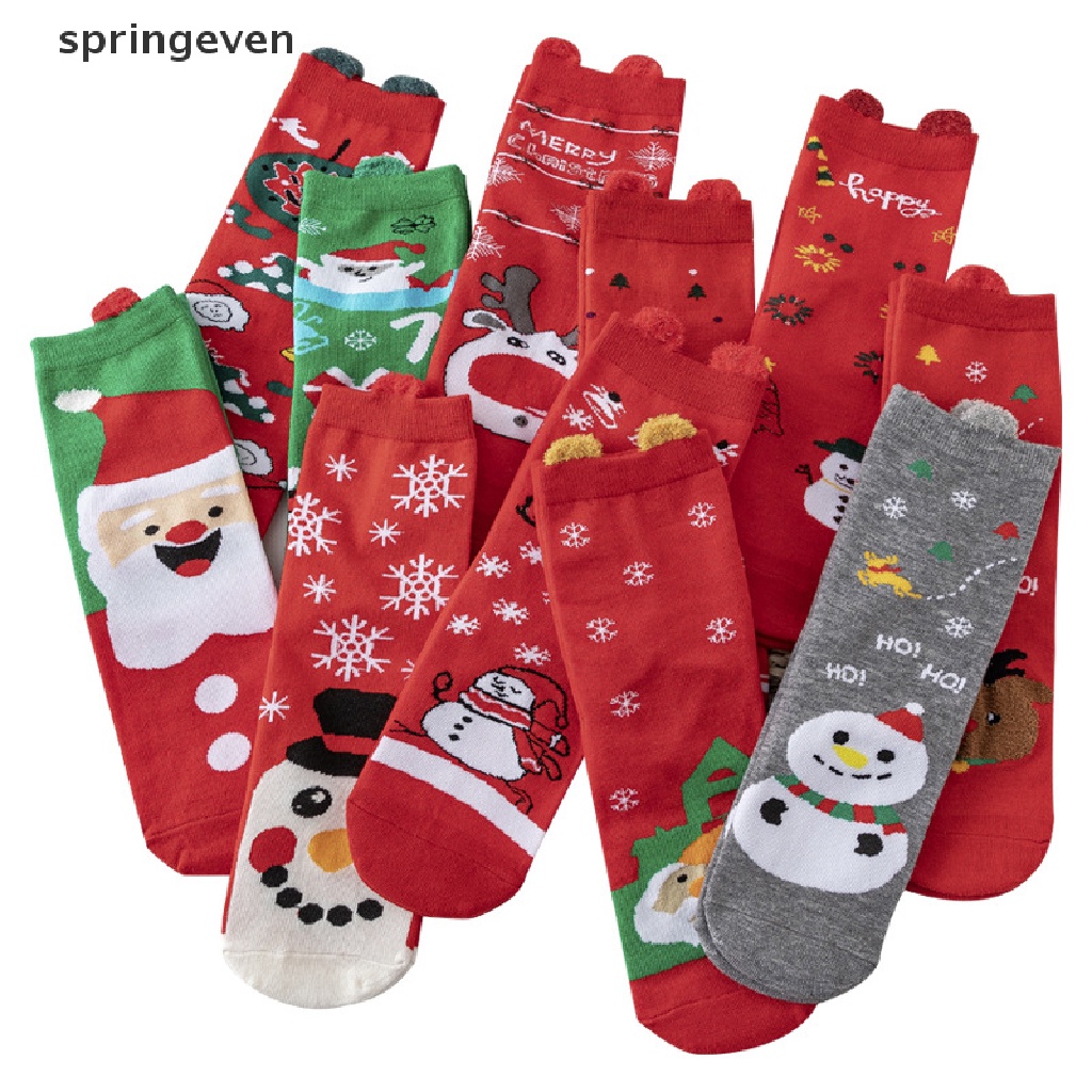 1 Đôi Tất Cotton In Họa Tiết Giáng Sinh / Halloween Vui Nhộn