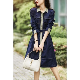 ĐẦM XÒE DENIM PHỐI VIỀN TAY LỞ, ĐẦM XOÈ CỔ SƠ MI