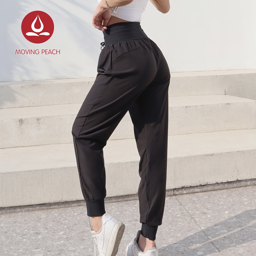 MOVING PEACH Quần Jogger Thể Thao Lưng Cao In Họa Tiết Quả Đào Có Size S-XL Cho Nữ DLD