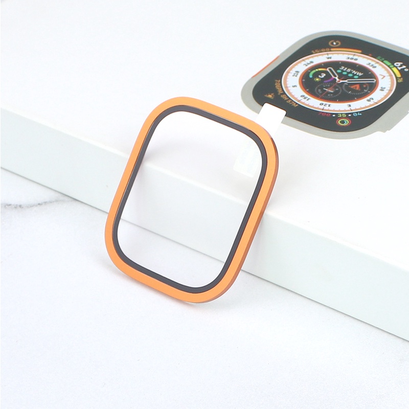 Kính Cường Lực Siêu Mỏng 49mm Viền Kim Loại + Hợp Kim Nhôm Bảo Vệ Màn Hình Đồng Hồ Thông Minh Apple Watch Ultra 49mm