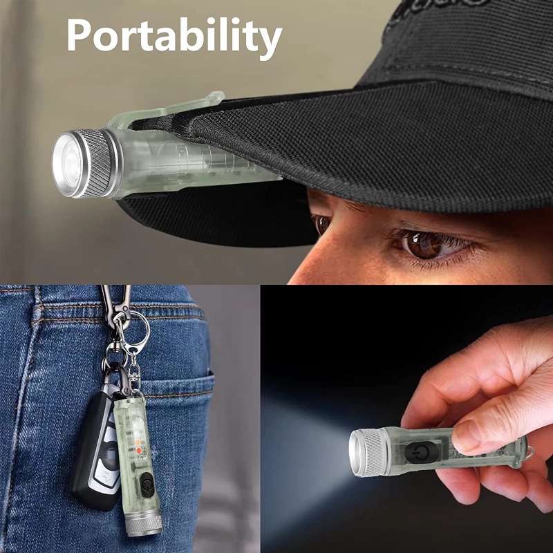 Móc Khóa Đèn Pin LED UV Đa Năng Chống Nước Có Thể Sạc Lại Loại C Dùng Khi Đi Cắm Trại
