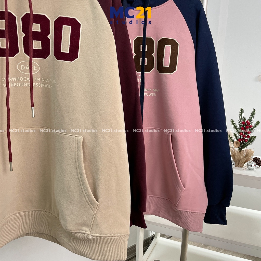 Áo hoodie oversize MC21.STUDIOS Unisex nam nữ form rộng Ulzzang Streetwear Hàn Quốc chất nỉ lót lông dày mịn A3430