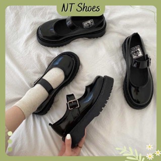 Giày búp bê Lolita nữ da bóng đế cao quai cài mũi tròn xinh xắn G07_NT Shoes