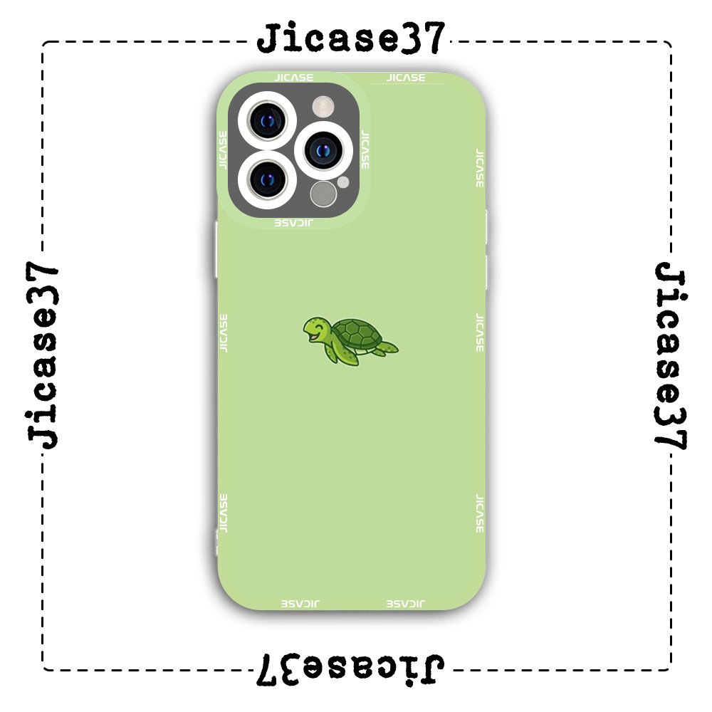 Ốp lưng iphone cạnh vuông Jicase chú rùa nền xanh bơ 6plus/6s/6splus/7/7plus/8/8plus/x/xs/11/12/pro/max/plus/promax