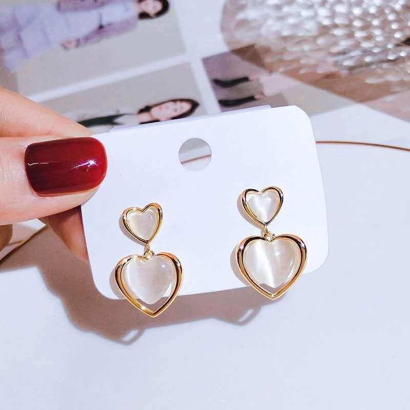 Bông Tai Mạ Bạc 925 Đính Đá Opal Kiểu Dáng Mới 2023