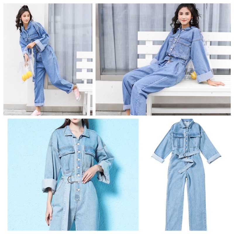 Đồ bay jumsuit jeans kaki dày dặn