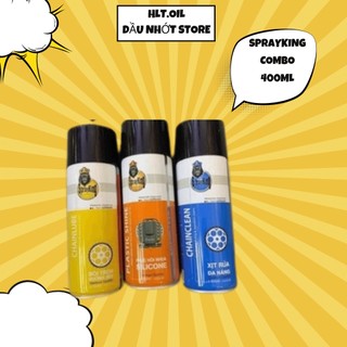 Combo 3 chai dưỡng sên, rửa sên, nhựa nhám sprayking 400ml