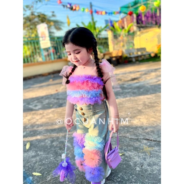 Set jean cầu vồng cho bé