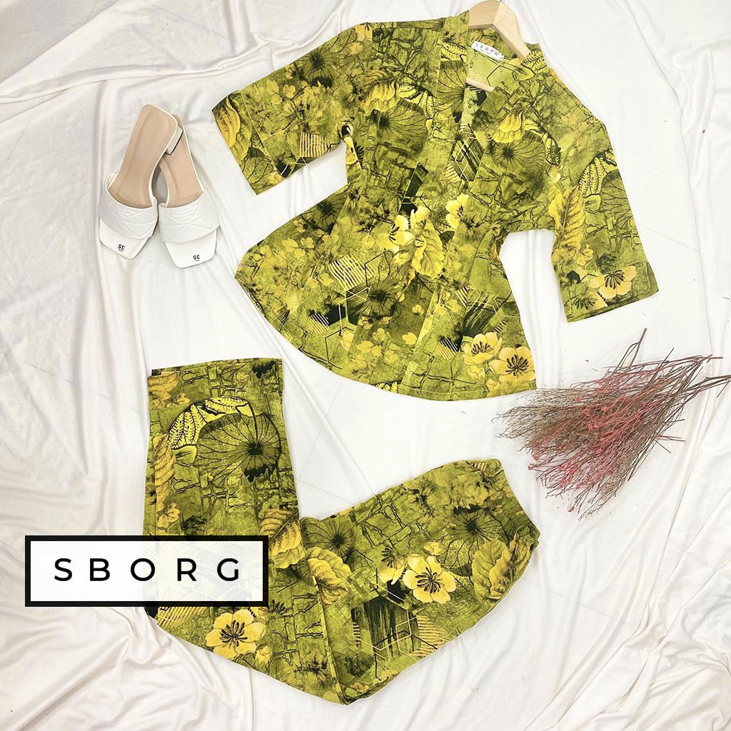 Bộ mặc nhà trung niên SBORG pijama nữ lụa hongkong cao cấp cổ chui tay lửng có túi bigsize từ 50-85kg quà tặng mẹ