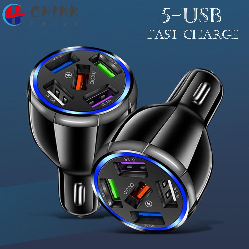 Tẩu Sạc Nhanh 5 Cổng USB 5V 9V 12V Cho Xe Hơi