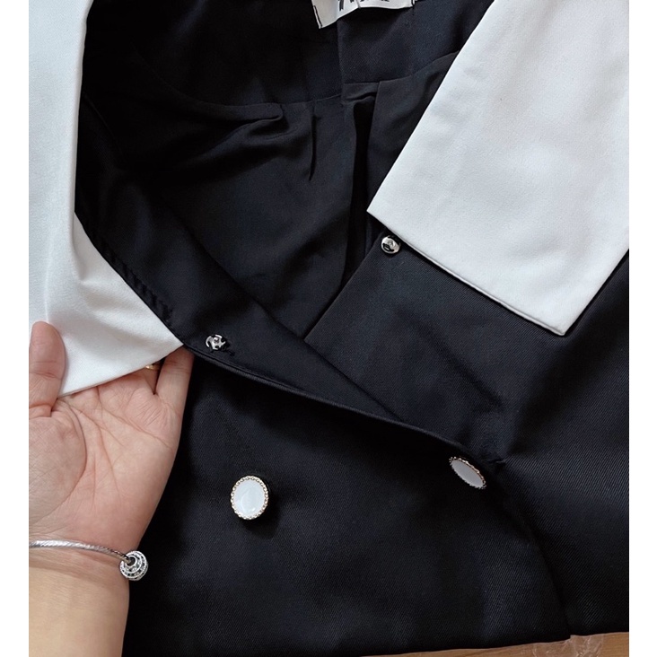 (HÀNG SẴN) ÁO CỔ V TAY DÀI CÓ ĐÚP LÓT ĐỨNG FORM PHỐI CỔ HẢI QUÂN, AÓ KHOÁC TIỂU THƯ CAO CẤP