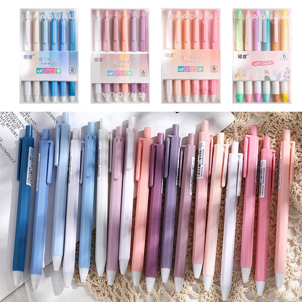 Set 6 Bút Mực Gel Ngòi 0.5mm Dạng Nhấn Tiện Dụng