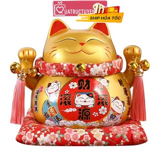 Mèo thần tài vàng Buôn May Bán Đắt 21cm - quà tặng khai trương, tân gia tài lộc