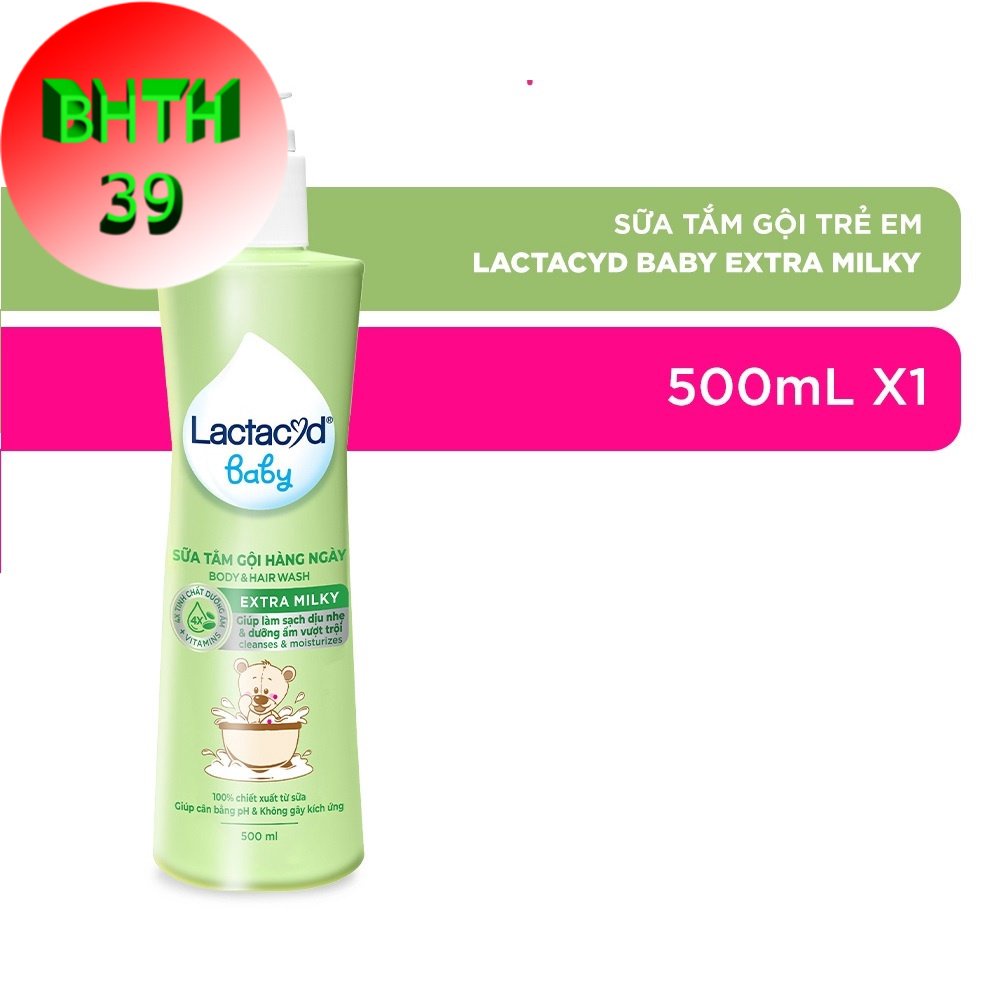 Sữa Tắm Gội Trẻ Em Lactacyd Milky Bảo Vệ, Nuôi Dưỡng Da và Tóc cho Bé chai 500ml