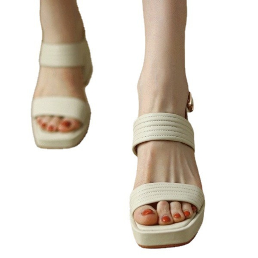 🌈 Giày Sandal Gót Dày Mũi Vuông Phong Cách Hàn Quốc Thời Trang Mùa Hè 2022 Mới Cho Nữ