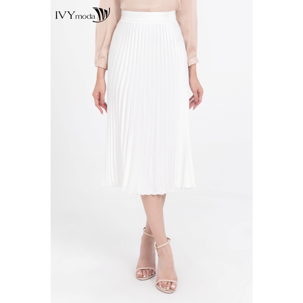 Chân váy lụa xếp ly dáng dài IVY moda MS 30M8172