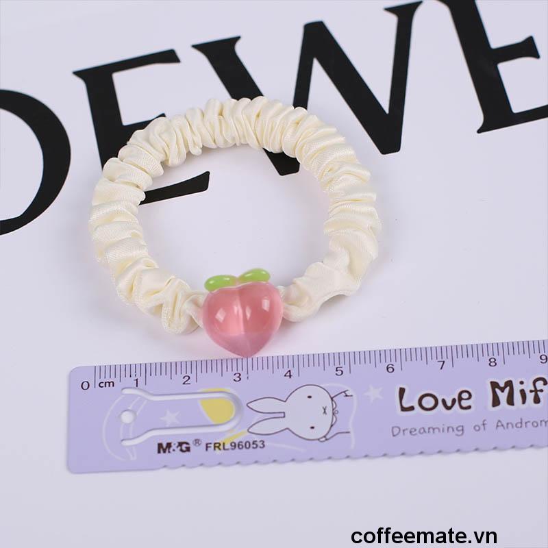 【coffeemate】⚡ Dây Buộc Tóc In Họa Tiết Quả Đào Thời Trang Cho Nữ