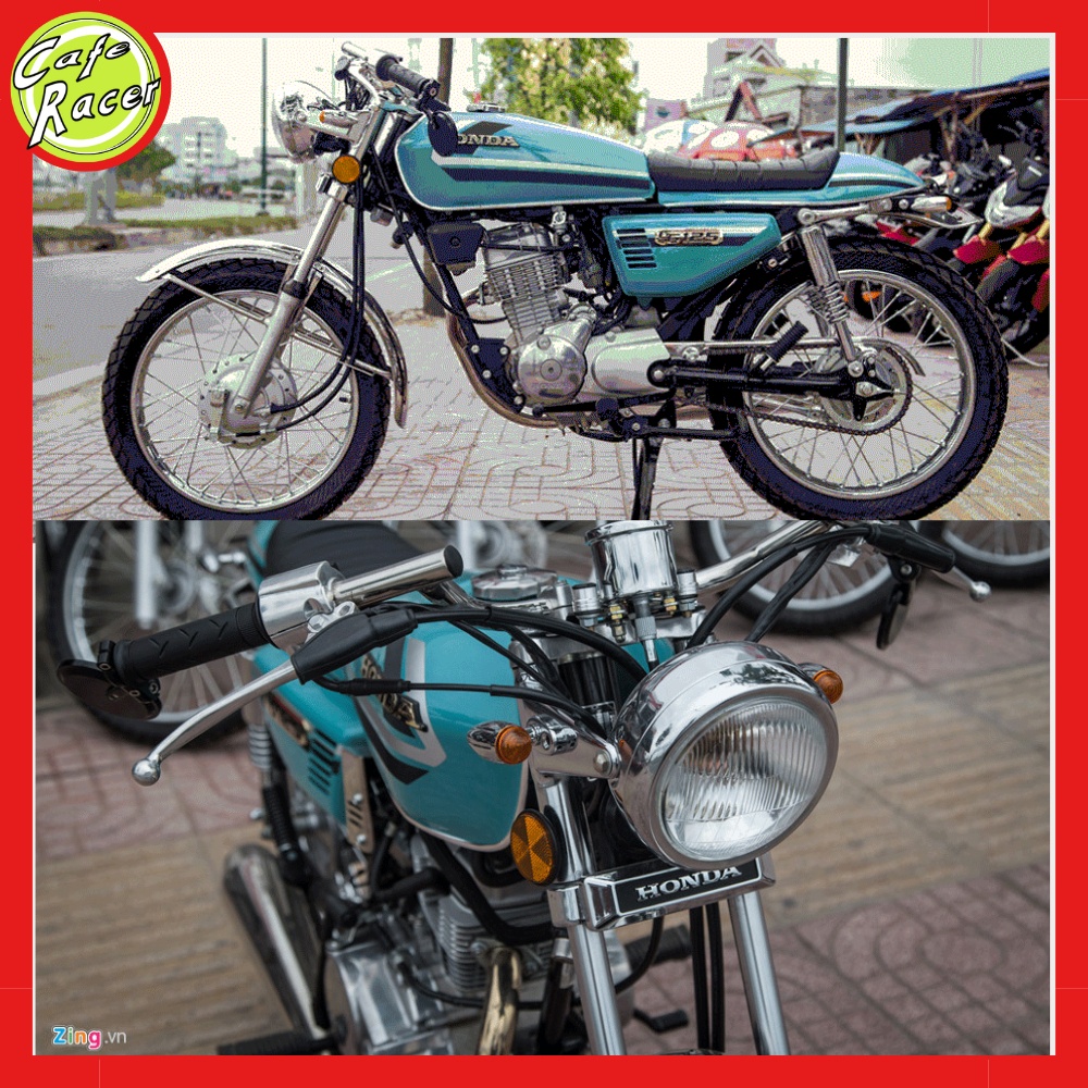 Đèn pha xe máy tròn CAFE RACER gáo sắt mặt kính kích thước 16cm độ xe Classic GN125 CG125 Win