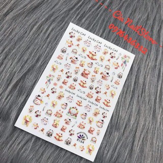Sticker dán móng mèo thần tài