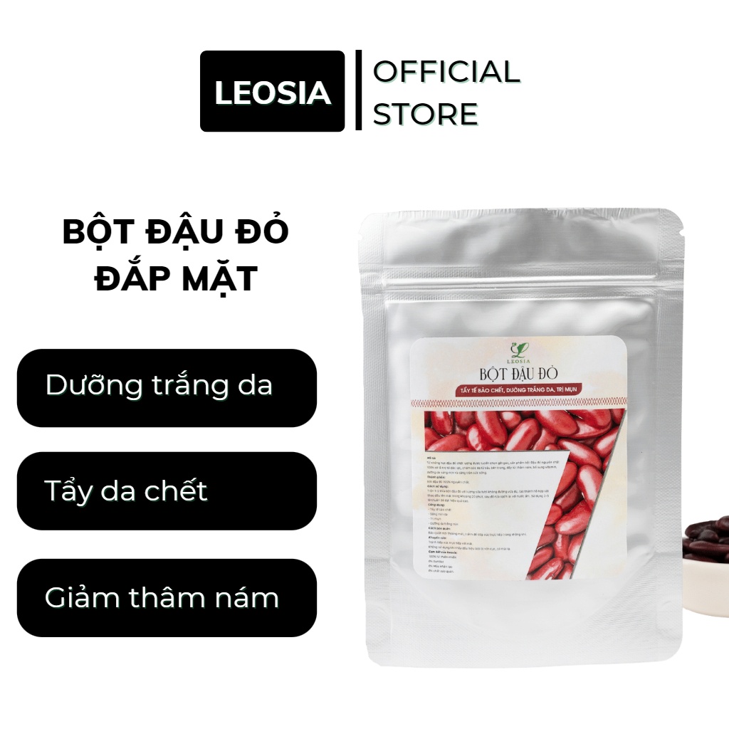 Bột đắp mặt hữu cơ Leosia nguyên chất 100G dưỡng trắng da, tẩy da chết, ngừa nám và thâm mụn