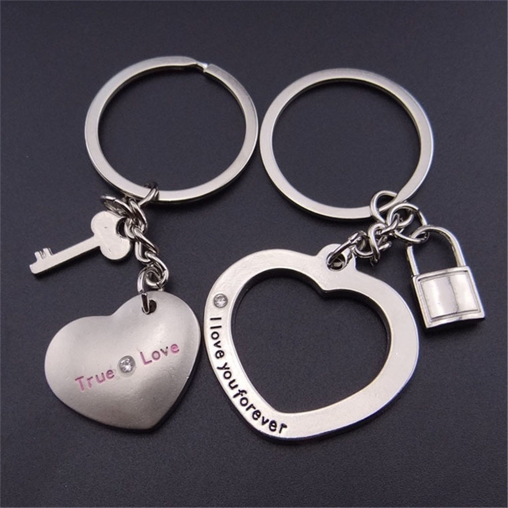 Móc Khóa Kim Loại Hình Trái Tim In Chữ I Love You Dành Cho Cặp Đôi