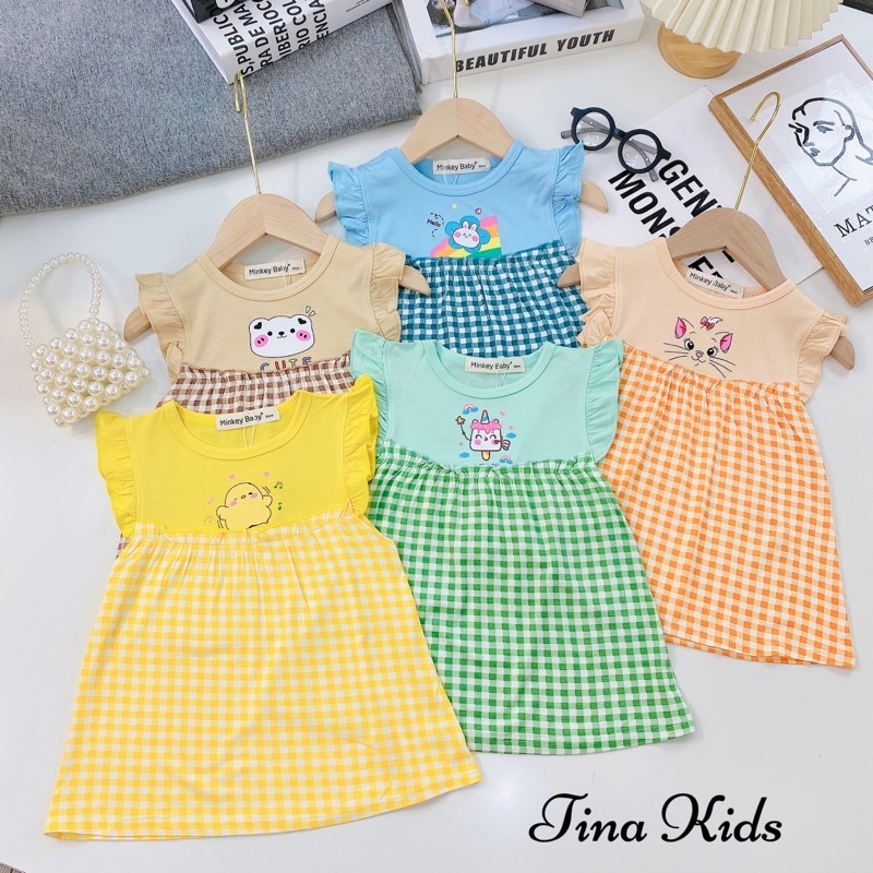 Váy Thun Lạnh Minky Mom Cho Bé Gái Mặc Nhà Đi Học Đi Chơi Siêu Xinh