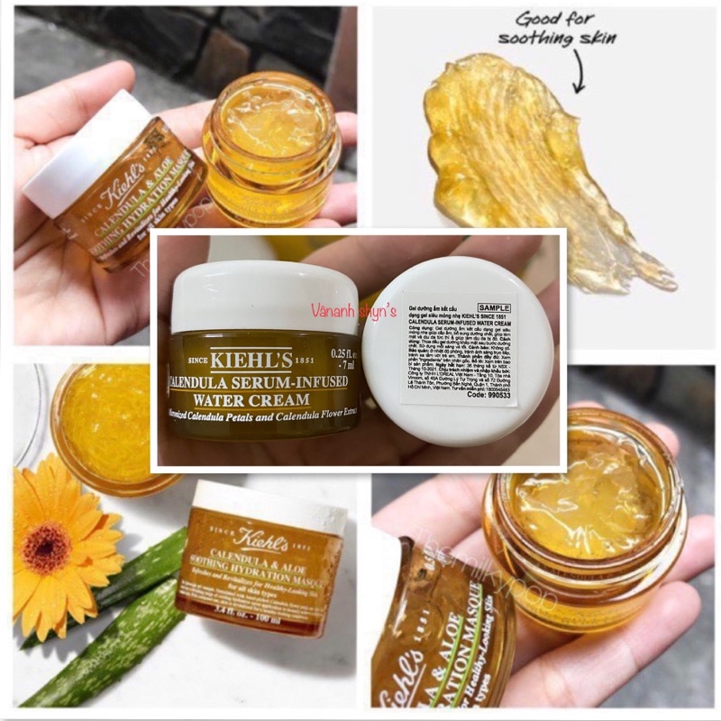 (Hàng công ty - có tem phụ tiếng việt) Kem dưỡng hoa cúc Kie. hl s dạng nước Calendula Serum-Infused Water Cream 7ml