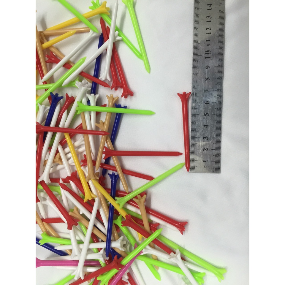 Set 20 cái tee golf nhựa dài 7cm, tee nhựa đỡ bóng golf, ti chơi gôn nhiều màu siêu bền, trụ đỡ bóng gôn