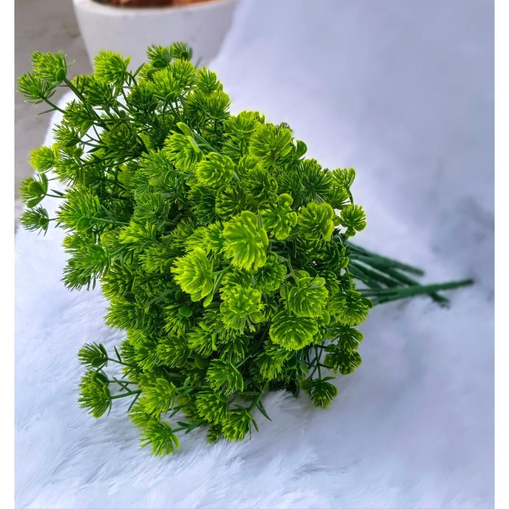 Cành hoa lá cỏ điểm thông 5 lá VI090 , hoa giả trang trí