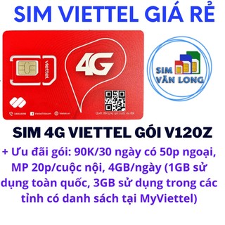 Free 30 ngày sim 4g viettel gói v90 mới v120z 120gb/tháng 4gb/ngày v120n v120 miễn phí gọi nội mạng