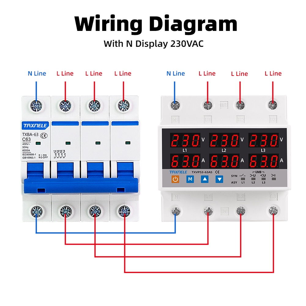 Rơ Le Bảo Vệ Vôn Kế 3 Phase 63A SYN ASYNC