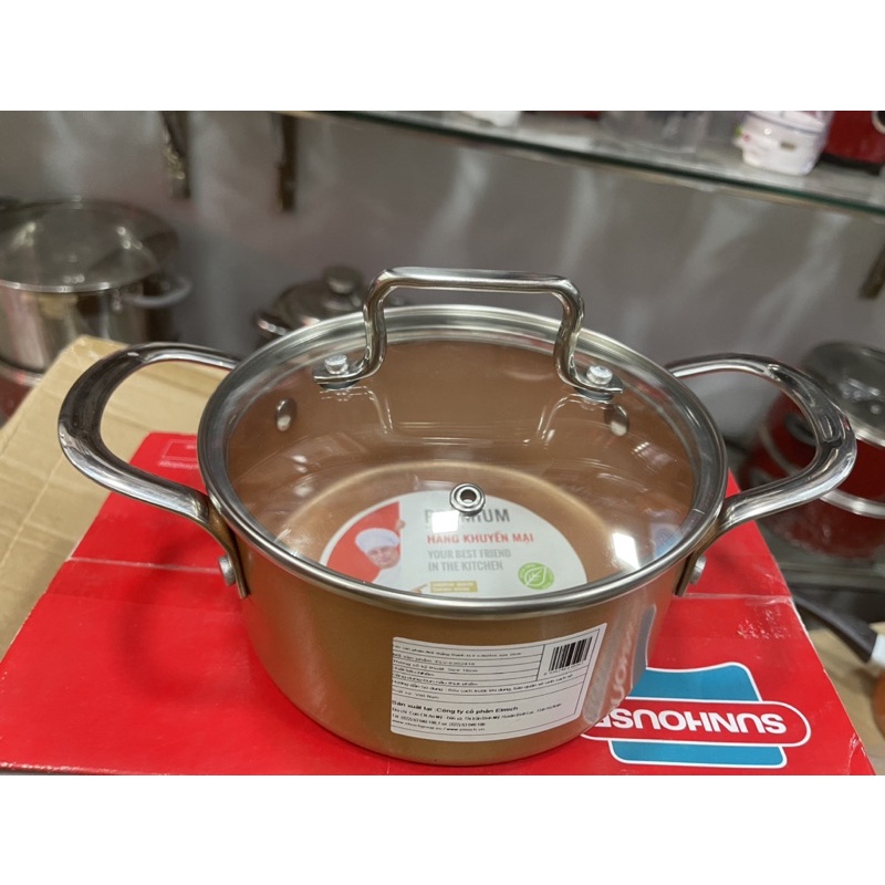 Nồi phủ sứ elmich đáy từ 16cm SIV-63016