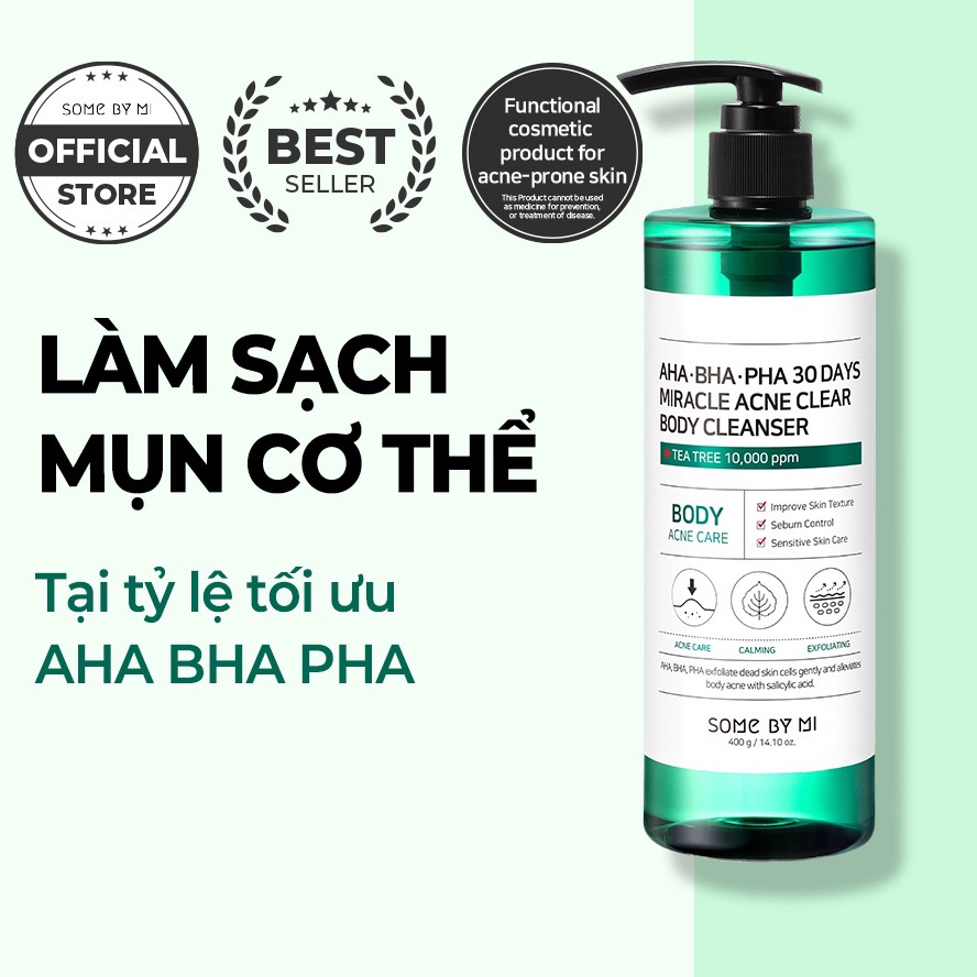 Sữa Tắm Some By Mi AHA-BHA-PHA 30 Days Miracle Acne Clear Body Cleanser 400g - Giảm Mụn Lưng, Dày Sừng Nang Lông