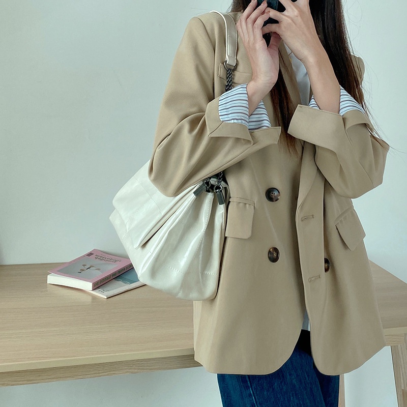 MISCHA Túi Xách Da PU Sức Chứa Lớn Màu Trơn Thời Trang Dễ Phối Đồ