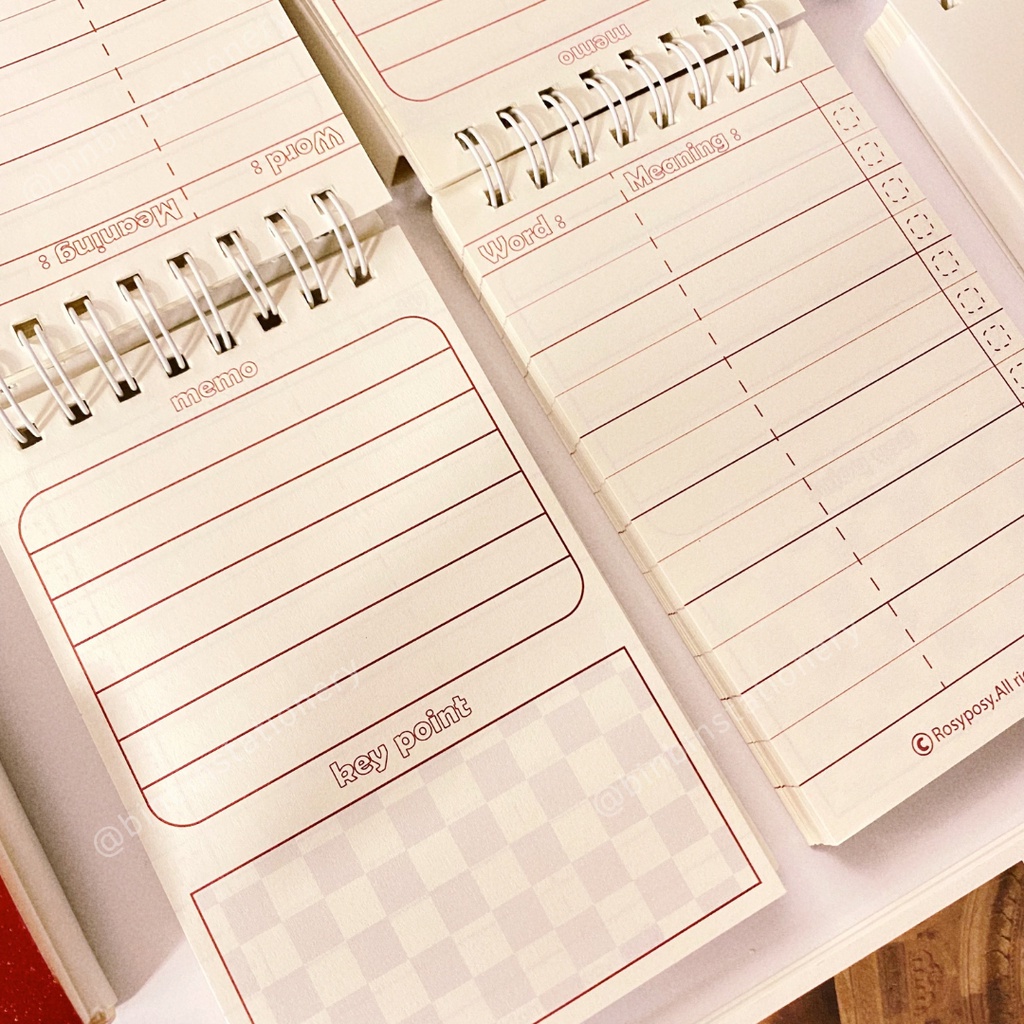 Sổ tay ghi chú từ vựng Rosy Pony Word Book phong các Retro, có thể đứng được STGC