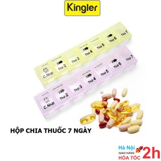 Hộp Đựng Thuốc - Kingler, Chia 7 Ngày Bằng Nhựa Nhiều Màu, Chia Thuốc Trong Gia Đình Hàng Ngày Nhỏ Gọn, Tiện Dụng 7124