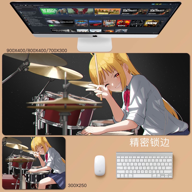Bocchi the Rock Mouse Pad Hitori Gotoh Gaming Ijichi Nijika keyboard pad Yamada Ryo table pad Kita Ikuyo anime Custom animation Laptop rubber cushion Cute personality Concert Students play on non-slip writing pads