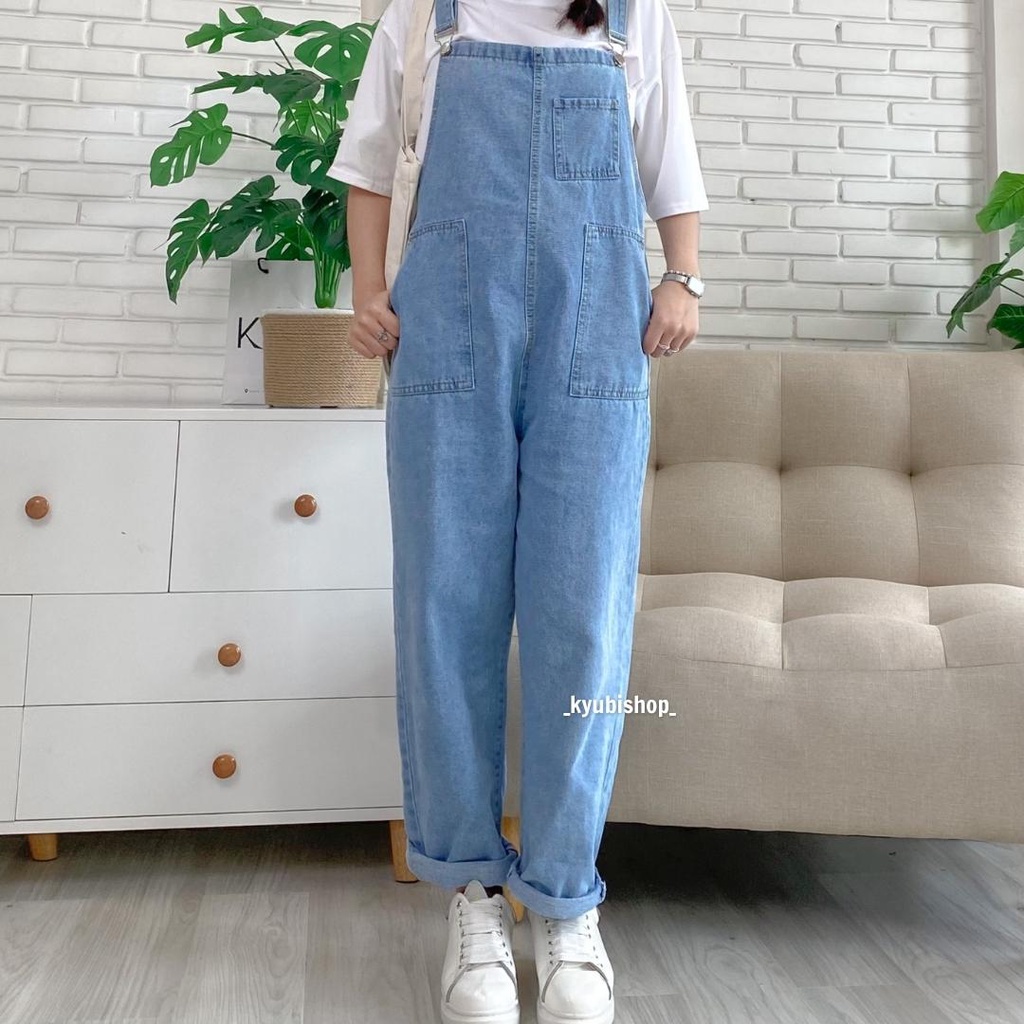 Quần yếm jean dài KYUBI form rộng phong cách ulzzang có túi (Nhiều mẫu) - Yềm quần bò jeans YUNI | BigBuy360 - bigbuy360.vn