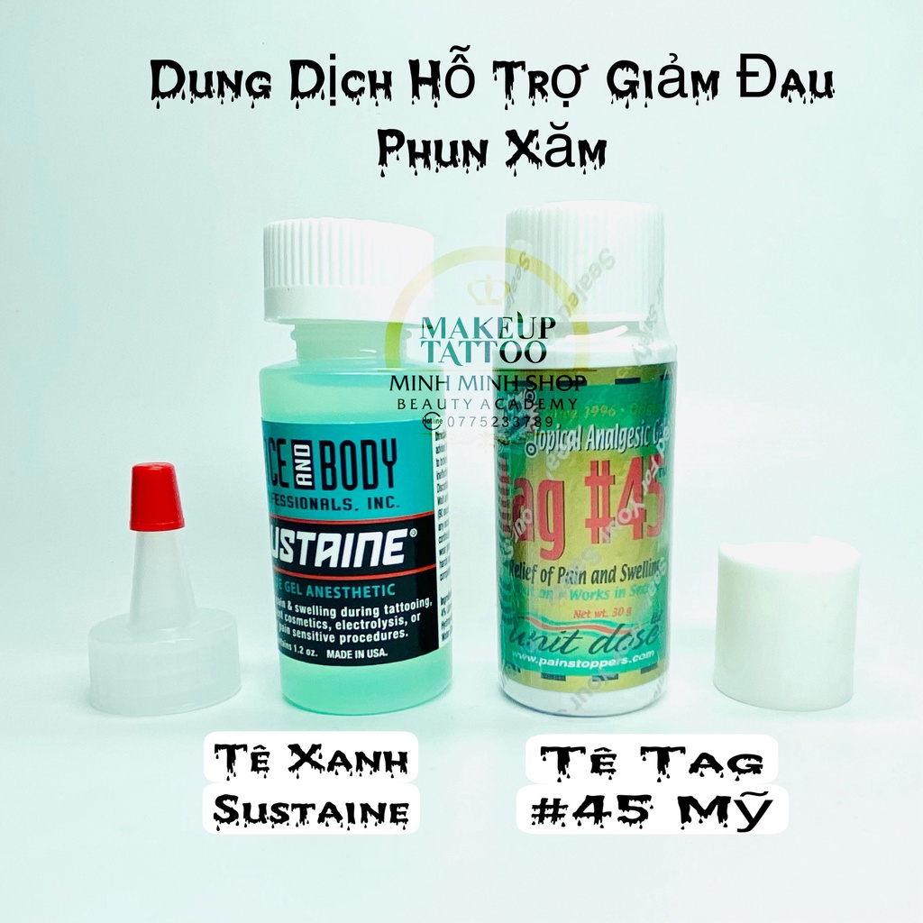 Dung Dịch Sustaine Xanh Mỹ, Tag 45 Mỹ, Dung Dịch Hỗ Trợ Phun Xăm Chính Hãng