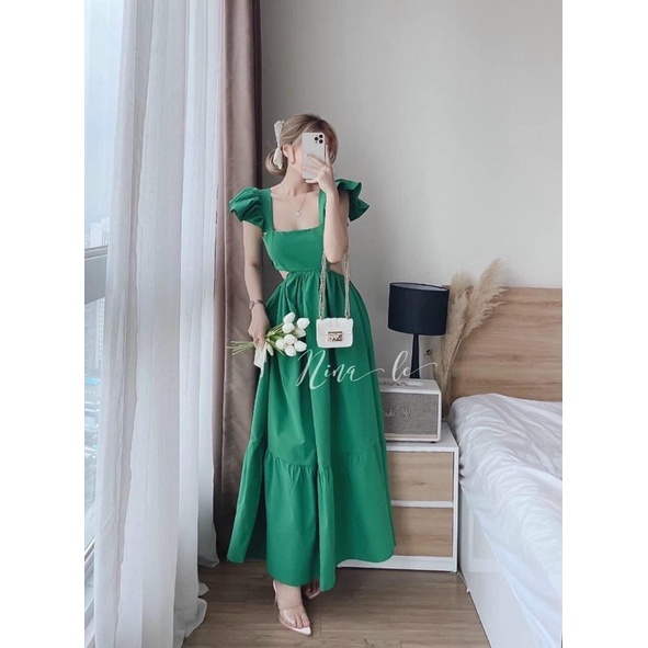 ♥️ ĐẦM BBD GẤM XỐP NƠ LƯNG TRẮNG