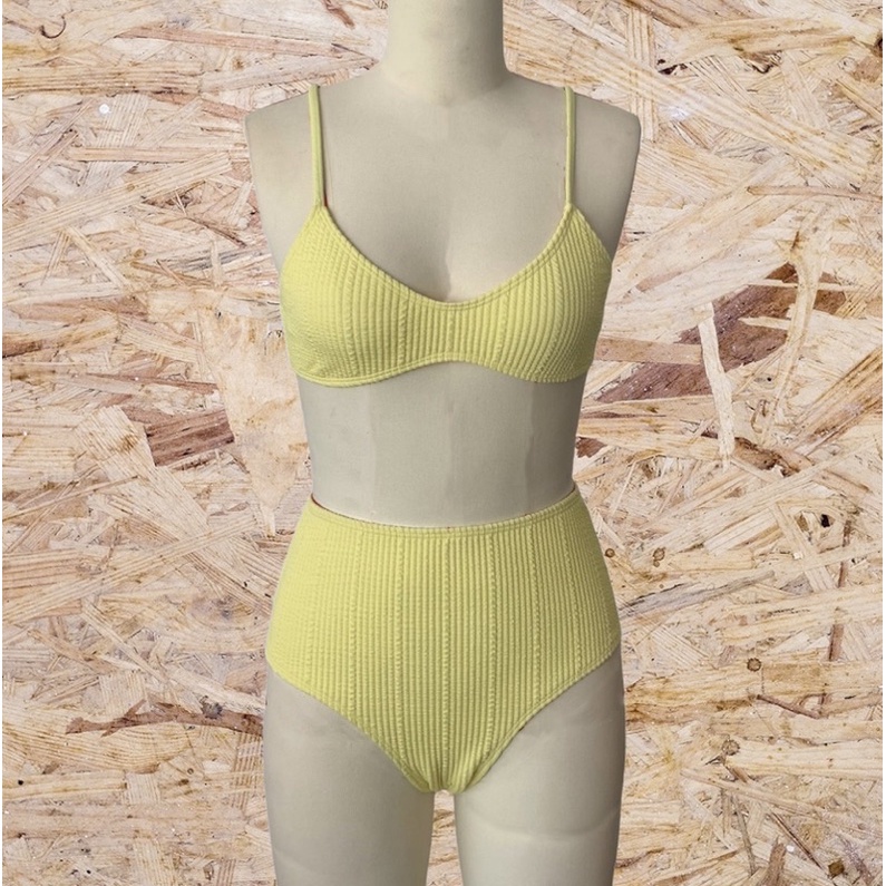 Set bikini 2 mảnh cạp cao trơn đơn giản