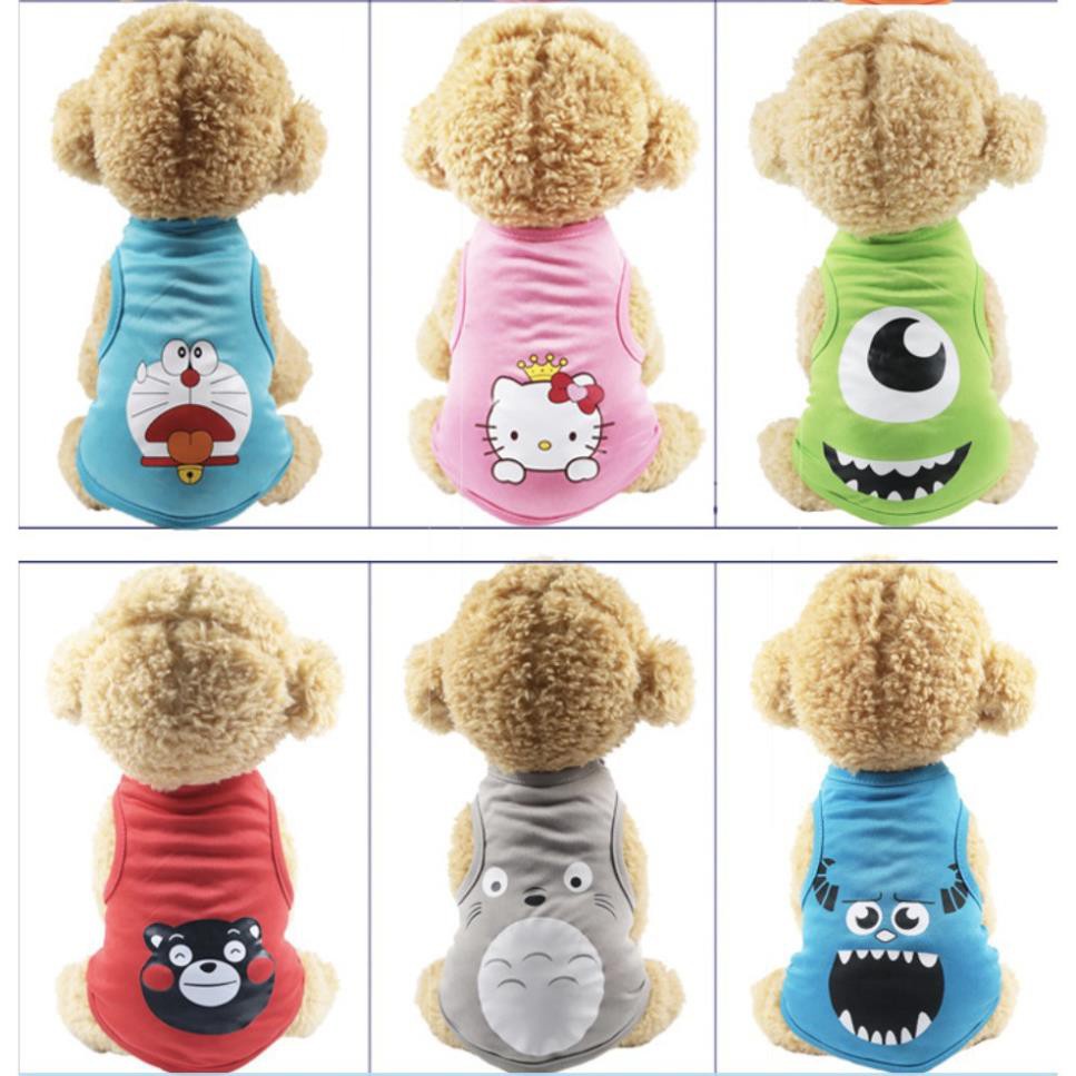 Quần áo cho chó mèo in hình cute loại ba lỗ (hè thu) đủ size