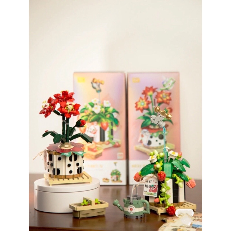 Đồ chơi lắp ráp mô hình chậu cây dâu tây, chậu hoa mẫu mới