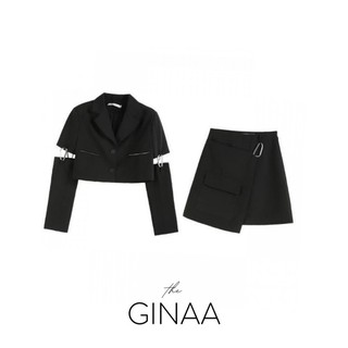 Set blazer croptop và chân váy cá tính cho nữ