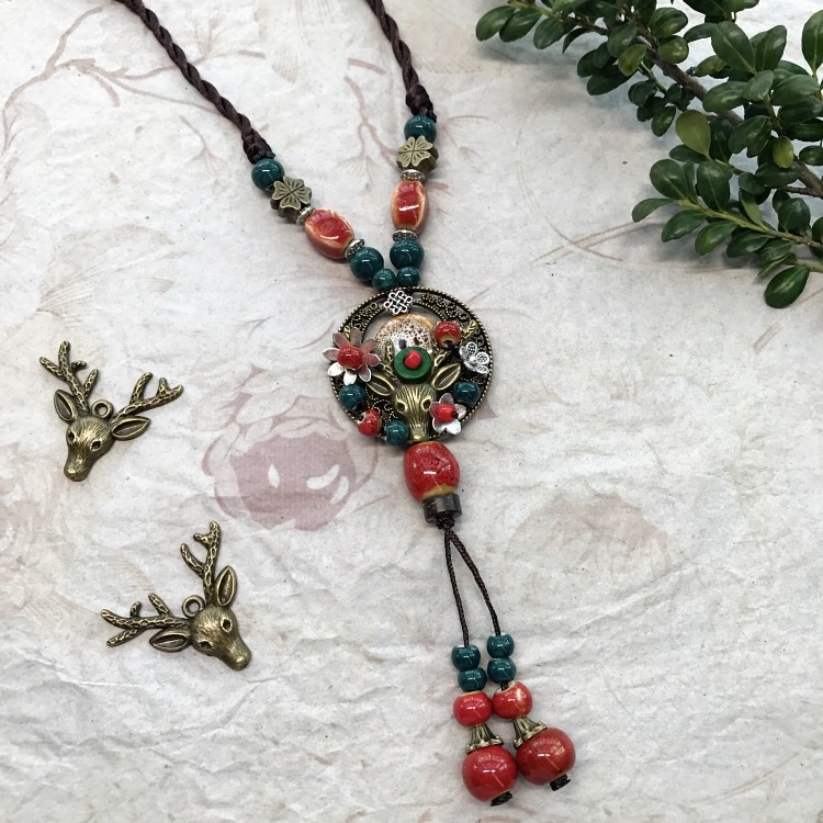Vòng Cổ Dài Bằng Gốm Phong Cách Retro Vintage Thời Trang Cho Nữ