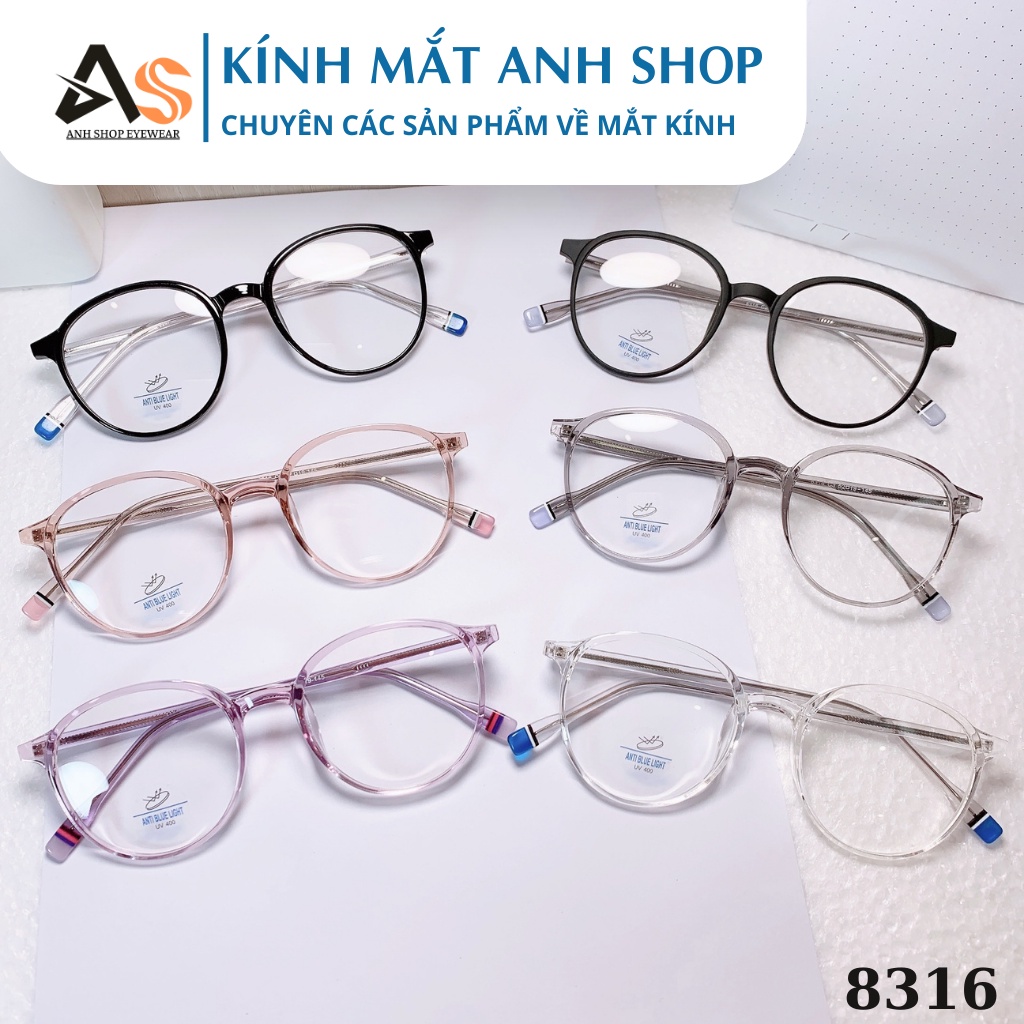 Kính tròn thời trang chất liệu nhựa lõi kim loại bền đẹp 8316A